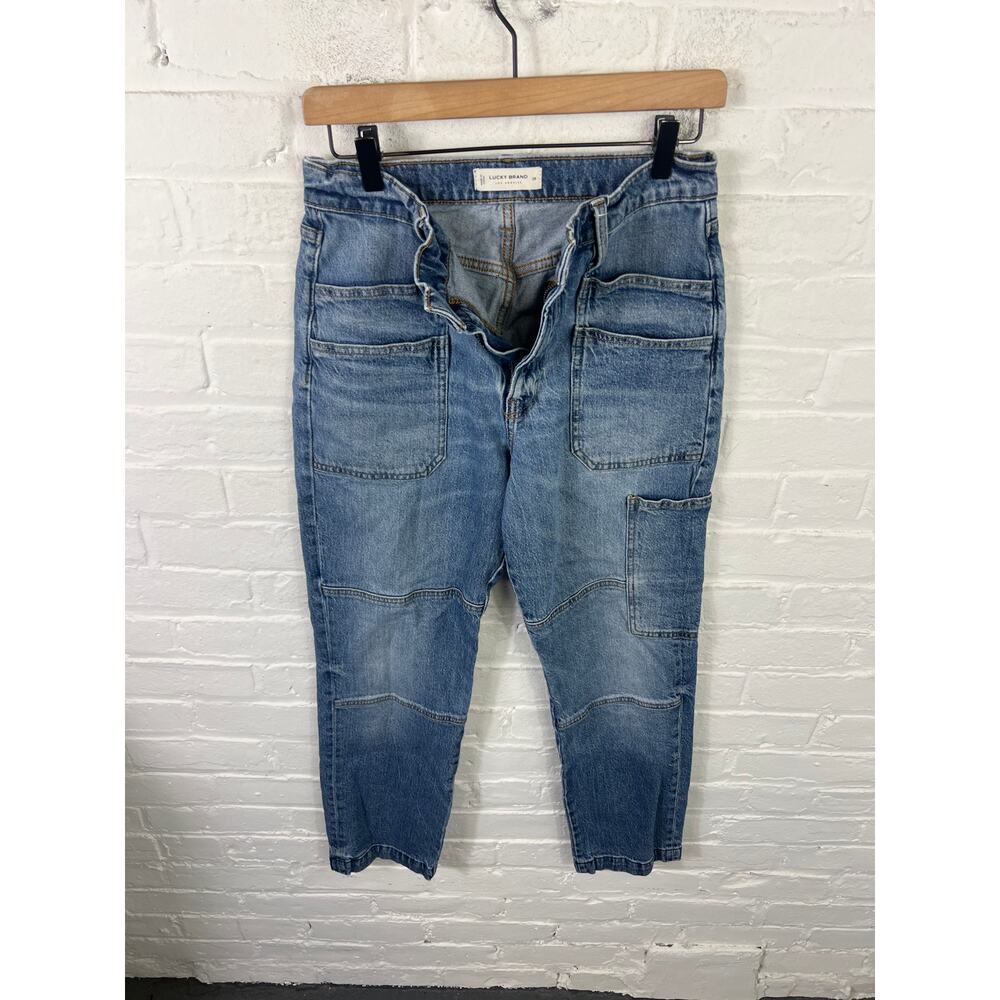 Lucky Brand Women's High-Rise Straight Cropped Carpenter Jeans Blue Size 29